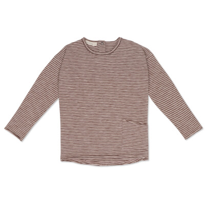 Drop-shoulder top l/s stripes
