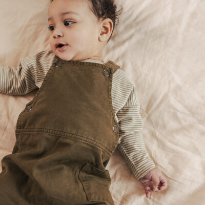 Drop-shoulder top l/s stripes